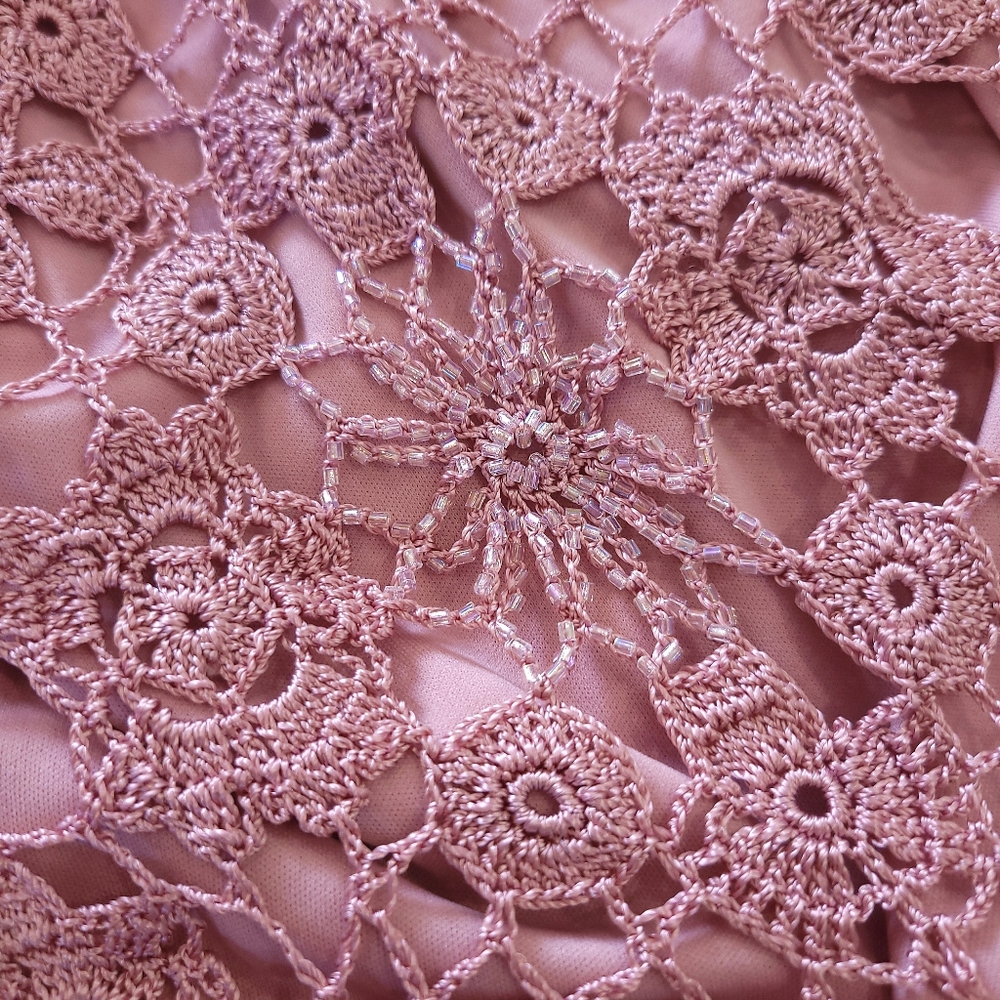 Vintage Y2K Crochet Beaded Regency Fairycore Daphne Bridgerton Slip Dress - Picture 5 of 14